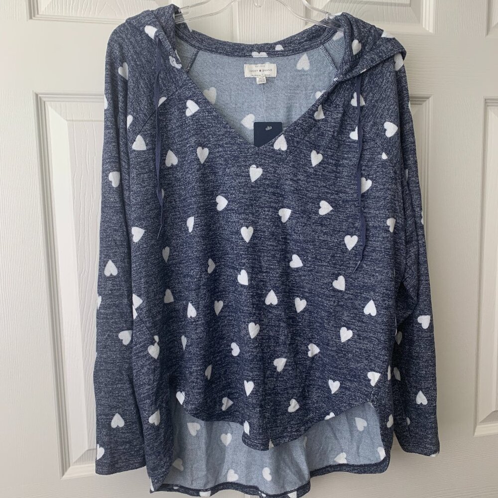 NEVER WORN - Lucky Brand - Hooded Hi-Lo Top - Blue
